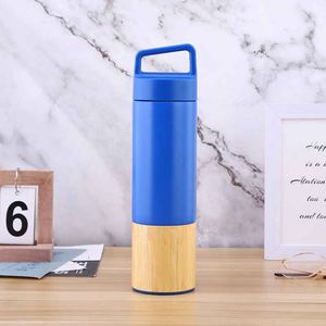Bamboo Shell Vacuum Flask With Double-Layer Stainless Steel and Eco-Friendly <b>Cup</b> Handle Lid - Product Image 3