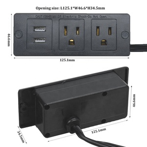 Máy tính để bàn lõm điện dải truy cập hàng đầu tủ mở rộng điện dải Hub 2 ổ cắm điện & 2 cổng USB - Product Image 2