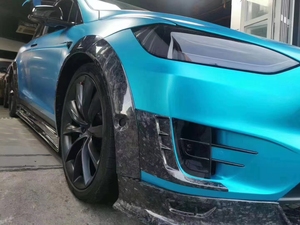 Nouvel ensemble de carrosserie en fibre de carbone forgée pour <span class=keywords><strong>Tesla</strong></span> <span class=keywords><strong>Model</strong></span> <span class=keywords><strong>X</strong></span>, style Topcar : Lame avant, Lame arrière, Jupes latérales, Élargisseurs d'ailes - Product Image 3
