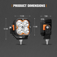 LIGHTFOX 5 pouces 50W Phare LED auxiliaire tout-terrain en forme de cube, faisceau combiné, phare de travail LED, projecteur LED 4x4