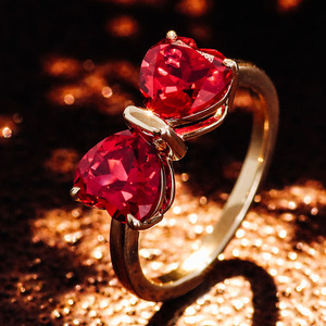 Bague en or massif jaune 10 carats avec nœud de rubis cultivé en laboratoire, style mignon, sertissage de griffes, certificat GRC, bijoux en pierres précieuses - Product Image 3