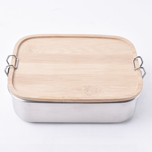 Stainless steel lunch box with leakproof bamboo lid eco friendly custom logo bento lunch box food container