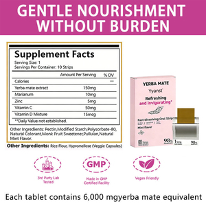 OEM/ODM – Bandes orales de Yerba Maté à dissolution rapide, véganes, pour la gestion de l'énergie, un métabolisme sain et la perte de poids - Product Image 4