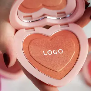 Popular Custom Heart-shaped Diy Cute Cartoon Pink Plastic Blush Palette High Quality Blush Palette High Saturation Pallet