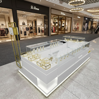 M & S Comptoir d'affichage de kiosque à parfums de petite taille pour centre commercial de luxe Vitrine de comptoir de magasin de beauté moderne avec barre lumineuse LED