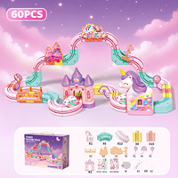 Jouets de construction magnétiques roses pour filles, train sur rail, cubes, voitures, ensembles de jouets à assembler soi-même pour enfants