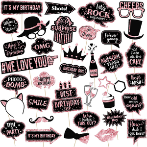 Custom Design Print-on-Demand Hot Sale Girl Favor Phantasie Geburtstag <span class=keywords><strong>Photo</strong></span> <span class=keywords><strong>Booth</strong></span> Requisiten mit Aufklebern für Mädchen Geburtstag - Product Image 1