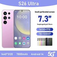 Nouveau Téléphone Portable Original 2025 S26 Ultra Smartphone 16 Go + 1 To 5G LTE Double SIM en Veille Écran HD Déverrouillage Facial Android 14