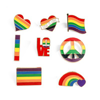 Personnalisé Pride Party Favors Lgbtq Épinglettes Émail Broches Badges Rond Arc-En-Ciel Boutons Drapeau Gay Lesbienne Fierté Épinglettes