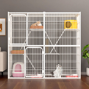 Heavy Duty Grand Chat En Métal Pliable Chaton Furet <span class=keywords><strong>Cage</strong></span> 360 Roulettes Rotatives Enceinte Parc Pour Animaux De Compagnie avec Rampe Échelles Hamac - Product Image 2