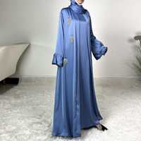 mode en tissu satiné solide assortie à la robe intérieure et à l'écharpe islamique pour femmes ensemble de robe abaya 4 pièces