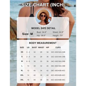 Traje de baño de dos piezas para mujer, de cintura alta, con control de abdomen, diseño recortado, cruzado y fruncido - Product Image 6