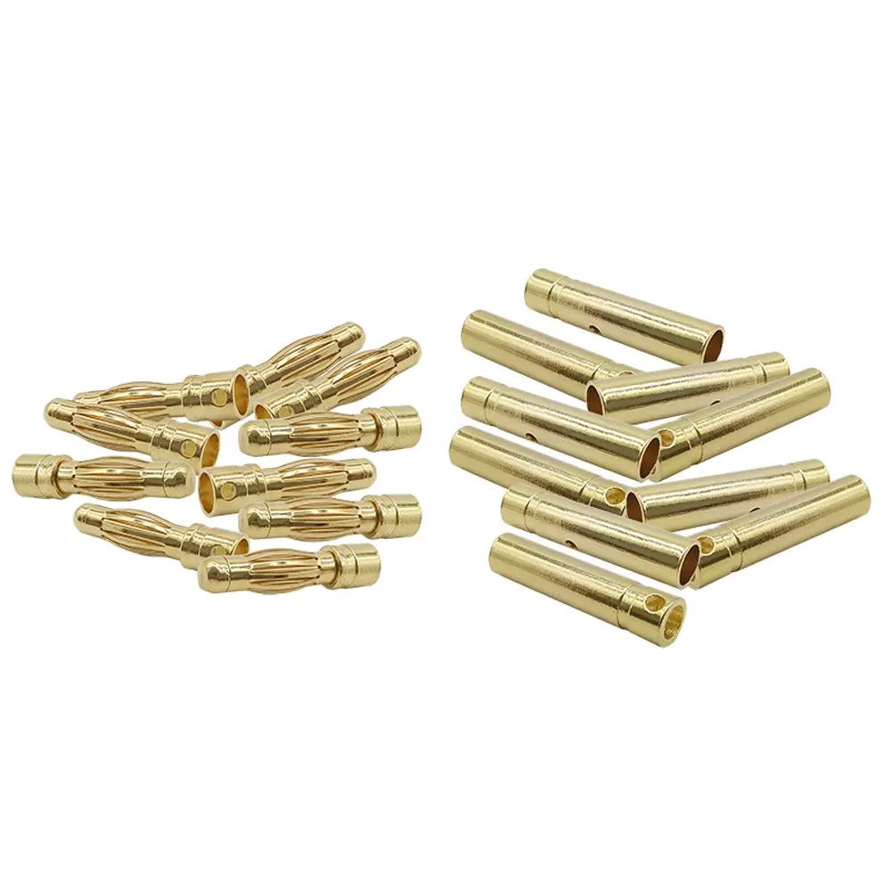 10 çift 2mm 3mm 3.5mm 4mm altın kaplama bakır erkek dişi muz Bullet konnektör RC pil parçaları
