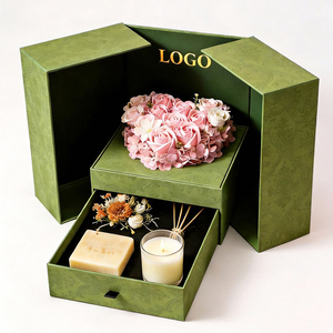 Boîtes cadeaux rigides à double porte coulissante écologiques personnalisées pour la Saint-Valentin et les mariages, avec lamination mate - Product Image 1