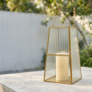 Wholesale <b>Square</b> Taper Glass Hurricane <b>Candle</b> Holder with Brass Metal Frame for Weddings Events Decorations - Product Image 5