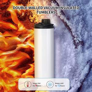 Gobelets de sublimation maigres blancs droits en acier inoxydable de 20oz les plus vendus avec couvercle à vis portable et paille à rabat - Product Image 6