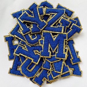 Letras Autoadhesivas de Chenilla con Apliques Brillantes en Azul Rey con Borde Dorado, de la A a la Z, para Reparación, Oferta <span class=keywords><strong>2022</strong></span> - Product Image 2