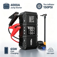 Démarreur de voiture et booster de batterie multifonctionnel 12V à double pompe à air pour camion et moto, haute capacité