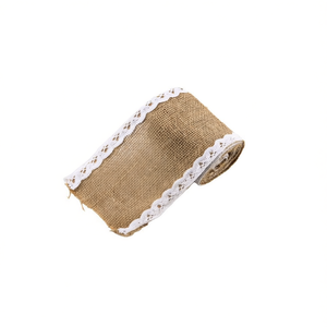 Nastro di lino ILAN 10 cm x 2 m con bordo in pizzo per decorazioni e artigianato - Product Image 1