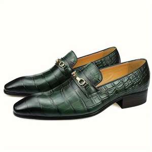 รองเท้าลำลองผู้ชายคุณภาพสูง ทำมือ หนังแท้ ทันสมัยและคลาสสิก เหมาะสำหรับใส่ทำงาน สีเขียว - Product Image 5