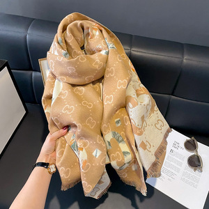 Mới Nhất Phong Cách Mùa Đông Ấm Dày Chiếc Khăn Cho Phụ Nữ Sang Trọng Thiết Kế Logo Hai Mặt Màu Sắc Đôi Pashmina Khăn Choàng - Product Image 2