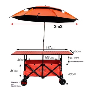 Carrito de Puesto de Mercado Plegable <span class=keywords><strong>Pequeño</strong></span>, Nuevo Modelo con Mesa Grande y Toldo Elevable - Product Image 5