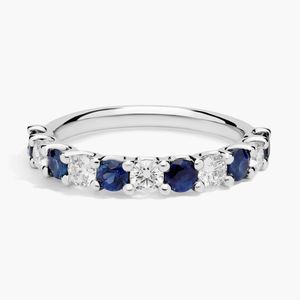 New Arrived Factory Jewelry 925 Sterling <strong>Silver</strong> <strong>Stacking</strong> <strong>Rings</strong> White And Blue Sapphire 2.5mm 3mm Eternity Band <strong>Ring</strong> - Product Image 6