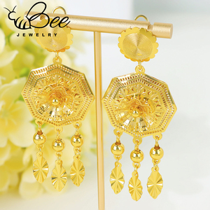 Trendy 24K Gold Plated South Indian Tassel Bridal Wedding Jewlery Set Gold Alloy Women Necklace Earrings For <b>Gifts</b> - Product Image 5