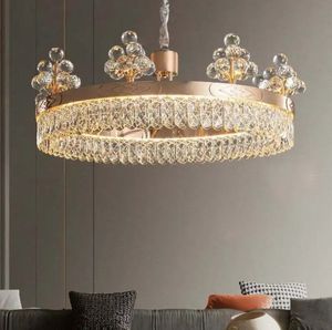 Lustre moderne doré rond de luxe en forme de boule de fleurs en cristal K9 pour la décoration de la maison et du bureau avec base E12 de forme ovale - Product Image 2