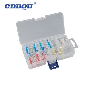 Terminal Box Kit 50Pcs Electrical Butt Connectors Waterproof Electrical Solder Sleeve Heat Shrink Solder Seal Wire Connecctor