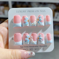 166-170 Faux ongles en forme de bec de canard faits à la main 10 pièces faux ongles en acrylique réutilisables pour enfants modèle carré artificiel