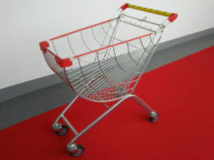 Chariot à achats de supermarché avec le matériel en acier durable du mobile quatre roues 65L - Product Image 3