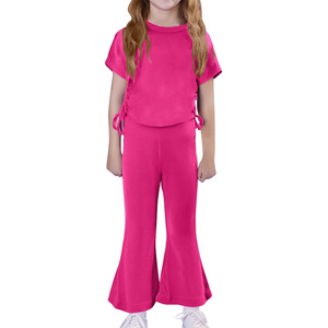 Pantalones acampanados con forro polar para niñas, con interior acogedor y exterior de color liso, para el clima frío, la escuela y la comodidad en el hogar. - Product Image 6