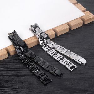 <span class=keywords><strong>Bracciale</strong></span> Terapeutico da <span class=keywords><strong>Uomo</strong></span> Trendy Punk in <span class=keywords><strong>Acciaio</strong></span> Inossidabile con Maglia a Catena da Moto Rettangolare Geometrica e Chiusura Magnetica a Coccodrillo - Product Image 3