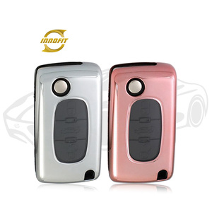 Innofit PUE1 Clé <span class=keywords><strong>de</strong></span> voiture pliante Housse en TPU Bouton transparent pour Peugeot 307 408 <span class=keywords><strong>Citroen</strong></span> Triumph C4 <span class=keywords><strong>C5</strong></span> Universel Bon - Product Image 1