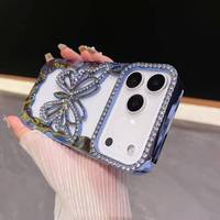 Couverture mobile fantaisie papillon paillettes diamant pour iPhone 17 16 15 Pro Max coque arrière antichoc placage or creux