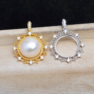 Base Hueca de Plata S925 con Encaje y Diseño de Concha de Caballito para Accesorios DIY de Joyería con Perlas, Plateado, 14.6-14.8, Plata 5763, Joyería - Product Image 5