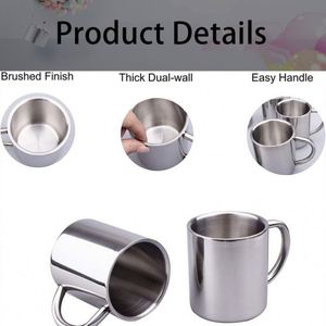 Custom logo Camping Durable BPA Free Insulated Metal Coffee Cup Tea 220ml 300ml <b>Double</b> <b>Wall</b> Stainless Steel <b>Mugs</b> with Handle - Product Image 3
