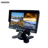 Écran fendue 7 "LCD TFT, 4 canaux, moniteur de voiture avec support en forme de U