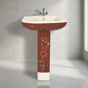 Fregaderos de baño con forma de cono redondo independiente de comedor de Pedestal italiano-Lavabo Semi Stand Productos sanitarios de cerámica - Product Image 5