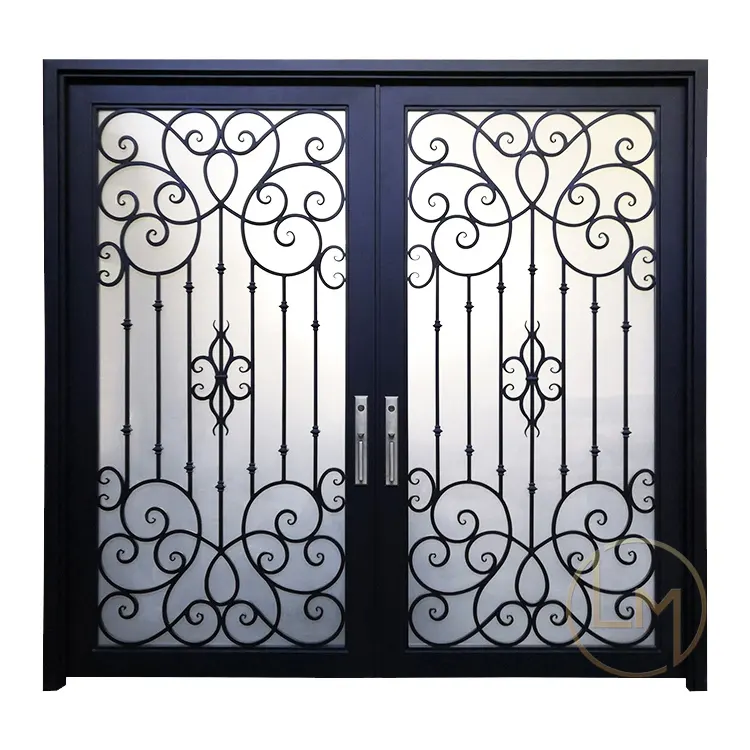 उच्च गुणवत्ता वाले लौह सामने वाले दरवाजे के डिजाइन मुख्य दरवाजा लोहे के फाटक डिजाइन लोहे कांच के दरवाजे