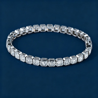 Bracelet en or massif 18 carats Asscher, cadeau de bijoux pour femme, bracelet chaîne délicat en or véritable italien pour superposition / port superposé, fin et élégant