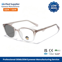 Lunettes à monture optique carrée de 54 mm avec verres photochromiques et filtre anti-lumière bleue pour la vente en gros