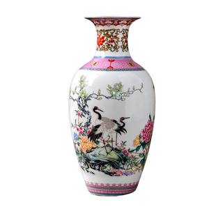 Jingdezhen Vase en céramique de table Art déco Nouvelle Famille Rose chinoise pour la maison Salon Porche Meuble TV Arrangement de fleurs - Product Image 3