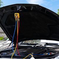 Kit de recharge de réfrigérant pour climatisation automobile avec manomètre numérique pour CVC, raccords rapides R134a R1234yf et robinets de décharge, 3 tuyaux