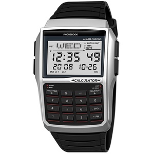 Reloj con esfera Digital luminosa impermeable multifuncional Retro elegante para hombre, calculadora, número de teléfono, libro, banda de plástico de aleación - Product Image 3
