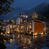 Maison en conteneurs d'acier à deux étages, écologique, moderne, préfabriquée, modulaire, petite maison pour le glamping en resort