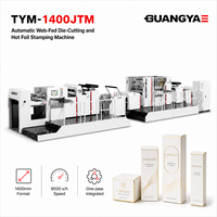 Machine de découpe et d'estampage à chaud automatique en continu 9000s/h, 1400mm, pour boîtes cosmétiques de luxe, alimentation par rouleau TYM-1400JTM