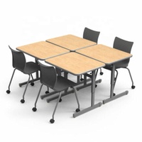 Bureau de collaboration pour salle de classe réglable en hauteur, mobilier scolaire, ensemble de chaises et de tables d'étude avec roulettes