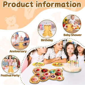 מגשי עץ ג 'ים דוב אמבטיה מגשי מזון מקלחת פלטת לוח דקורטיבי למסיבות דקורטיביות - Product Image 5